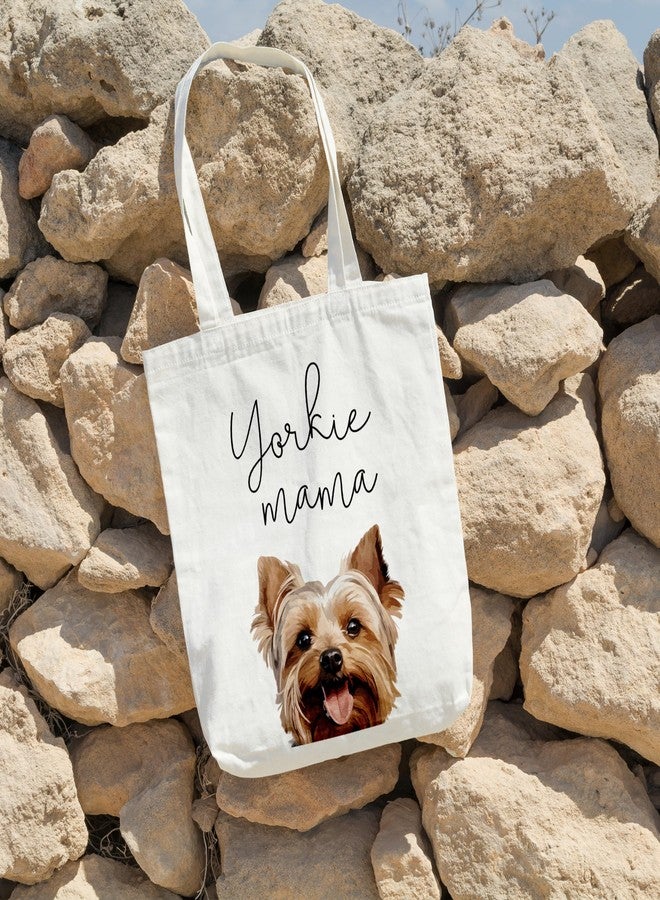 ZYQFN Yorkie Mama Canvas Tote Bag for Women - Cute Dog Lover Dog Mom Gift, Birthday, Christmas - Reusable Bag for Work, College & Travel. (003) - Image 3